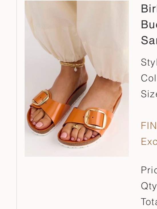 Birkenstock Shoes - Birkenstock Orange Slide Sandals with Gold Buckle Accent